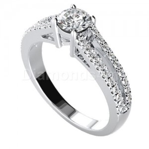 טבעת אירוסין דואט עם יהלומים לבנים
