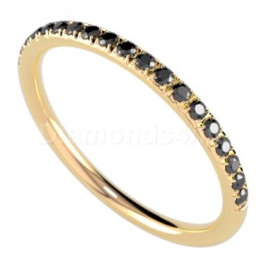 טבעת"רומנטיק" זהב צהוב ויהלומים שחורים