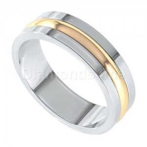 טבעת נישואים אסקו זהב לבן וצהוב