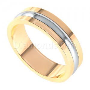 טבעת נישואים אסקו זהב צהוב ולבן
