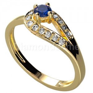 טבעת אירוסין "פריס" בזהב צהוב וספיר כחול
